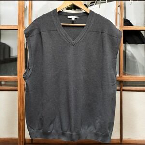 Cutter & Buck Mens Sweater Vest V Neck Sleeveless Gray Knit